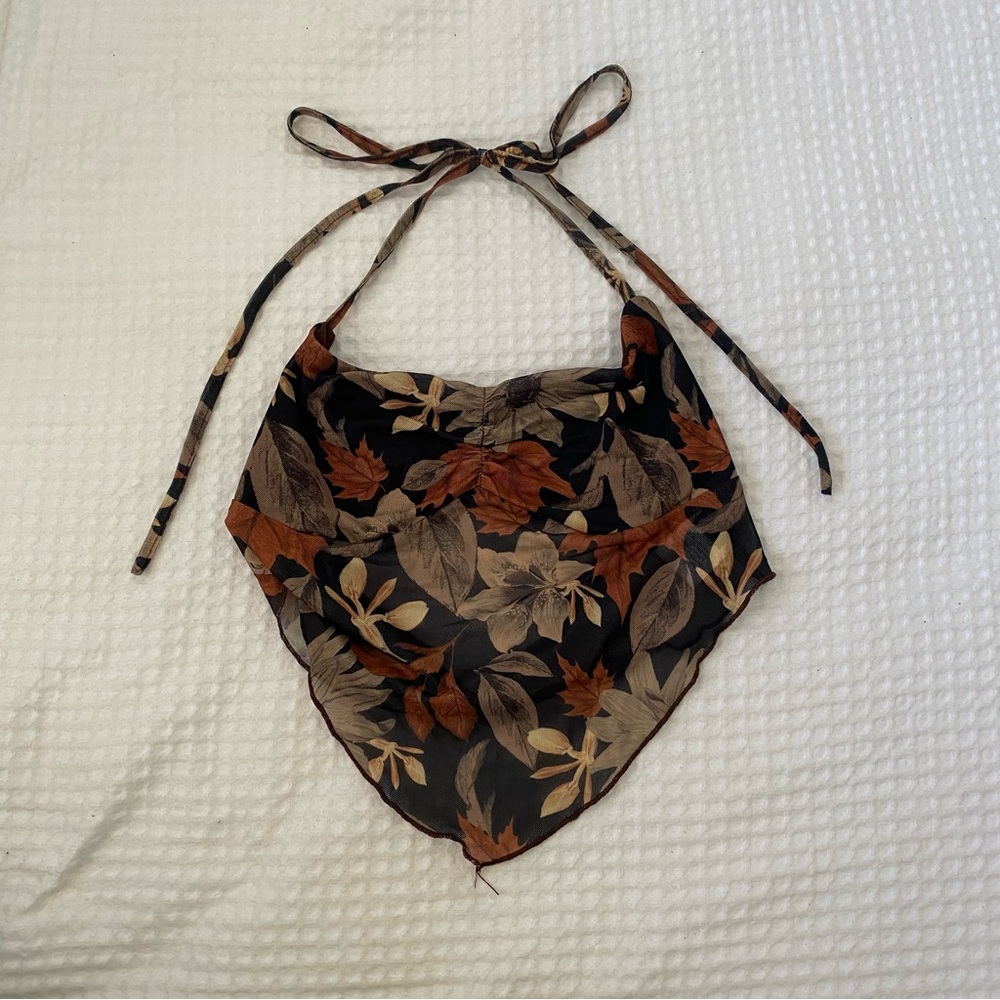 shein floral print tie backless halter top